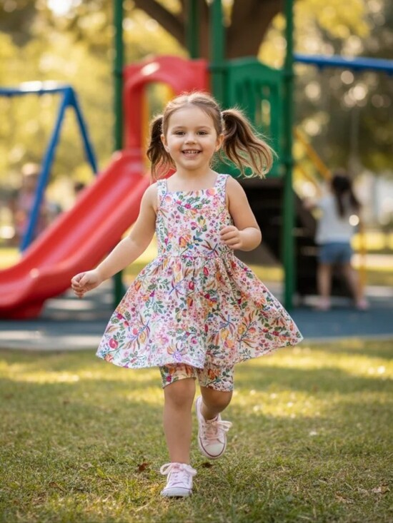 Tahari Other - Tahari Girl Dress With Skort Floral Colorful Cotton Jumpsuit Size 10